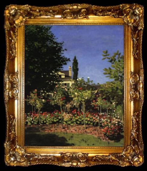 framed  Claude Monet Garden in Bloom at Sainte-Adresse, ta009-2